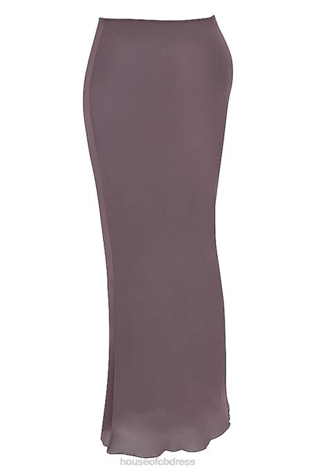 House of CB Dyana Dark Mauve Bias Cut Maxi Skirt Clothing 4H6N904