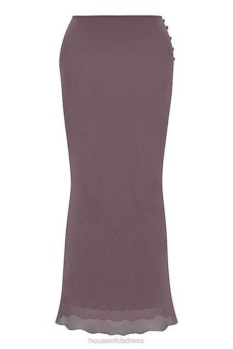 House of CB Dyana Dark Mauve Bias Cut Maxi Skirt Clothing 4H6N904