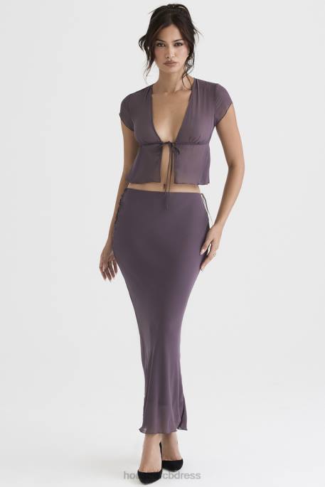 House of CB Dyana Dark Mauve Bias Cut Maxi Skirt Clothing 4H6N904