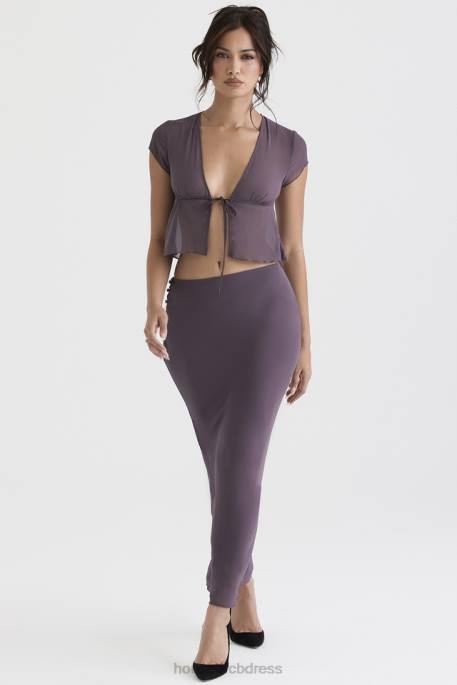 House of CB Dyana Dark Mauve Bias Cut Maxi Skirt Clothing 4H6N904