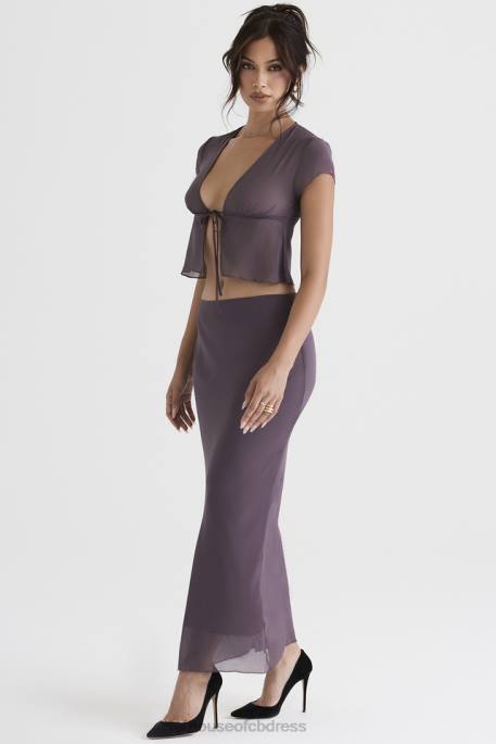 House of CB Dyana Dark Mauve Bias Cut Maxi Skirt Clothing 4H6N904