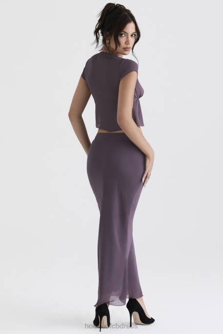 House of CB Dyana Dark Mauve Bias Cut Maxi Skirt Clothing 4H6N904