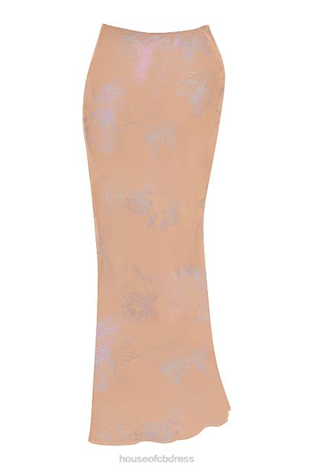 House of CB Dyana Shimmer Cafe Au Lait Bias Cut Maxi Skirt Clothing 4H6N890