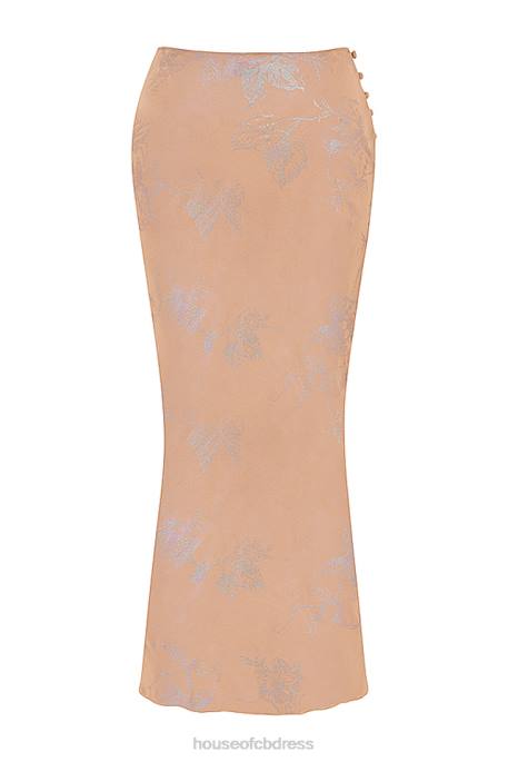 House of CB Dyana Shimmer Cafe Au Lait Bias Cut Maxi Skirt Clothing 4H6N890