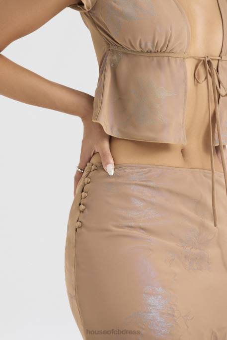 House of CB Dyana Shimmer Cafe Au Lait Bias Cut Maxi Skirt Clothing 4H6N890