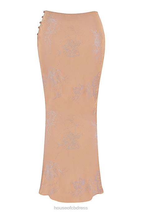 House of CB Dyana Shimmer Cafe Au Lait Bias Cut Maxi Skirt Clothing 4H6N890