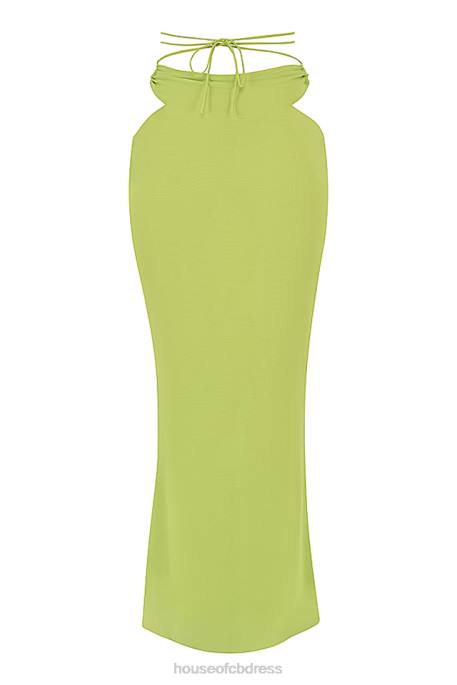 House of CB Madeline Lime Green Georgette Maxi Skirt Clothing 4H6N955