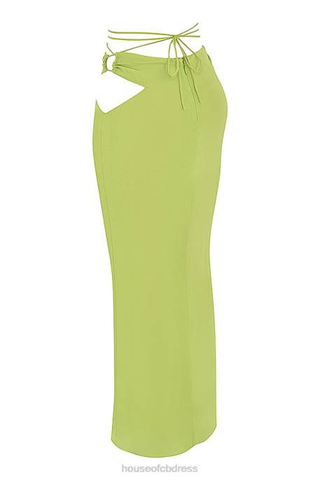 House of CB Madeline Lime Green Georgette Maxi Skirt Clothing 4H6N955