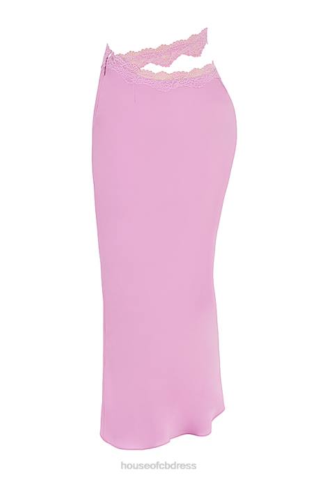 House of CB Mathilda Pink Lace Trim Maxi Skirt Clothing 4H6N909