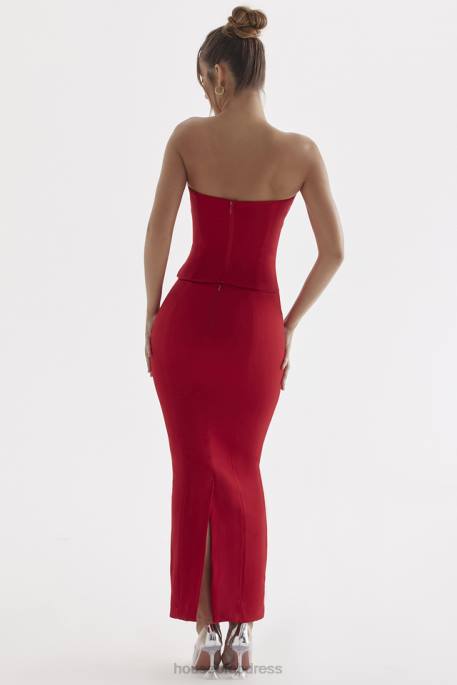 House of CB Nayara Red Rose Maxi Skirt Clothing 4H6N875