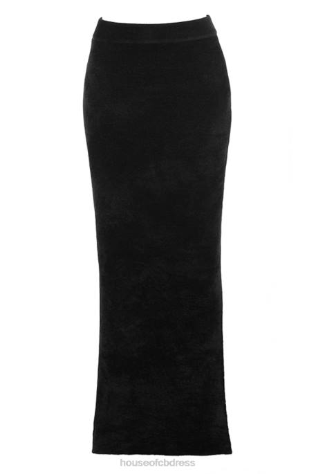 House of CB Rene Black Chenille Maxi Skirt Clothing 4H6N879