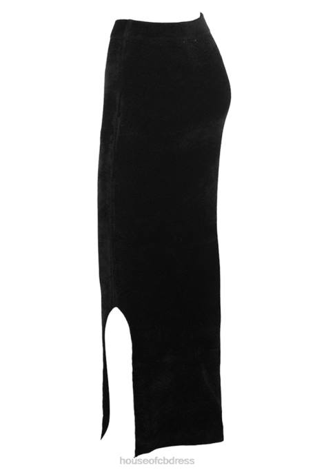 House of CB Rene Black Chenille Maxi Skirt Clothing 4H6N879