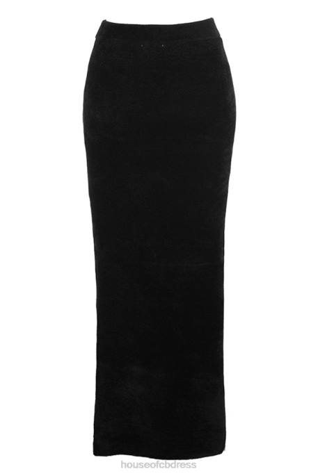 House of CB Rene Black Chenille Maxi Skirt Clothing 4H6N879