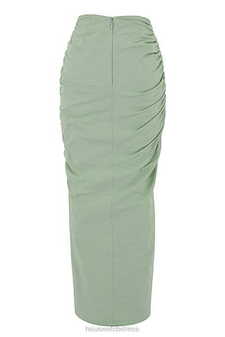 House of CB Solitaire Sage Gathered Drawstring Maxi Skirt Clothing 4H6N968