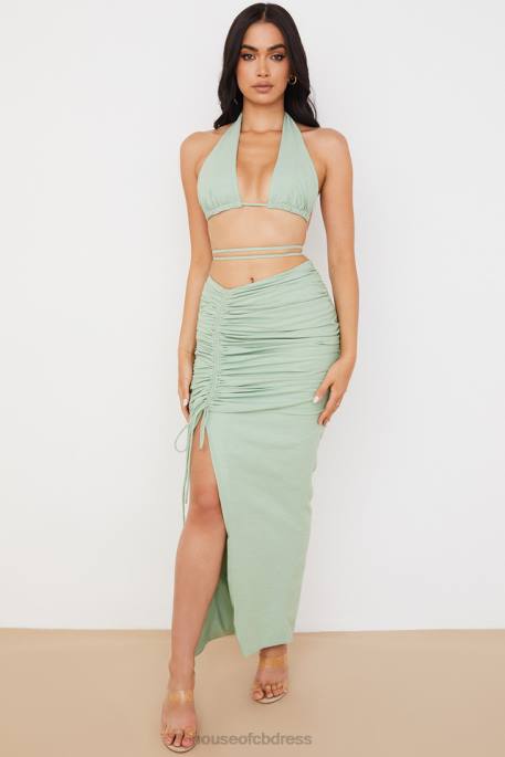 House of CB Solitaire Sage Gathered Drawstring Maxi Skirt Clothing 4H6N968