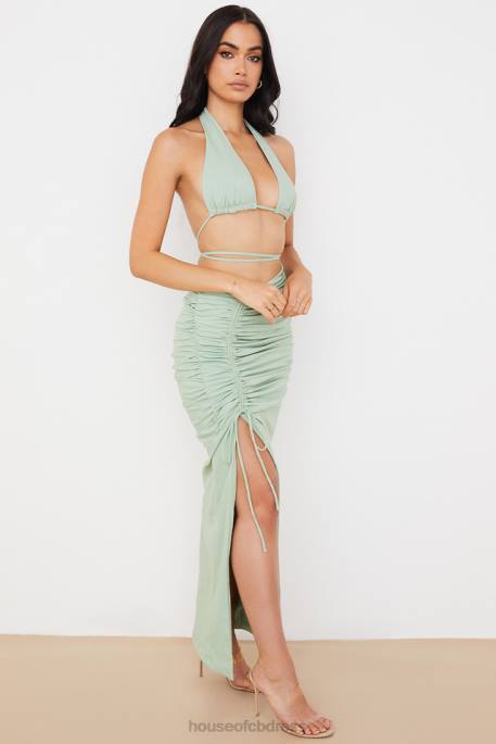 House of CB Solitaire Sage Gathered Drawstring Maxi Skirt Clothing 4H6N968