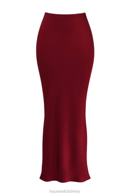 House of CB Sydel Ruby Satin Bias Cut Maxi Skirt Clothing 4H6N832