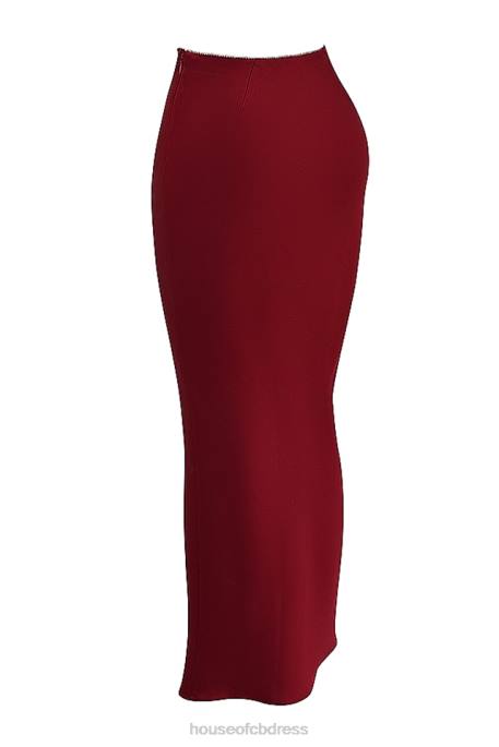 House of CB Sydel Ruby Satin Bias Cut Maxi Skirt Clothing 4H6N832