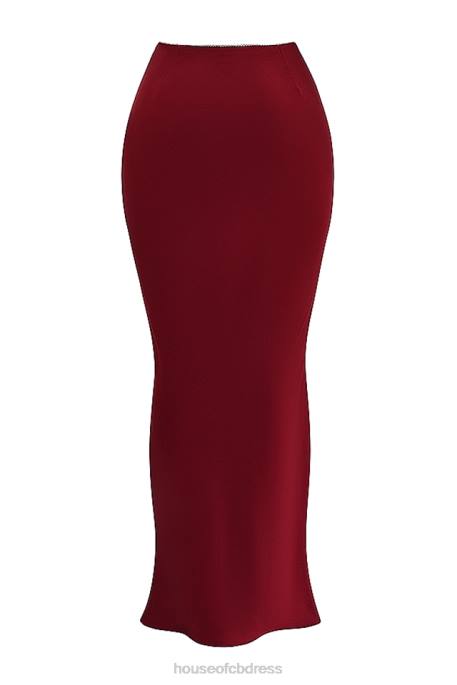 House of CB Sydel Ruby Satin Bias Cut Maxi Skirt Clothing 4H6N832