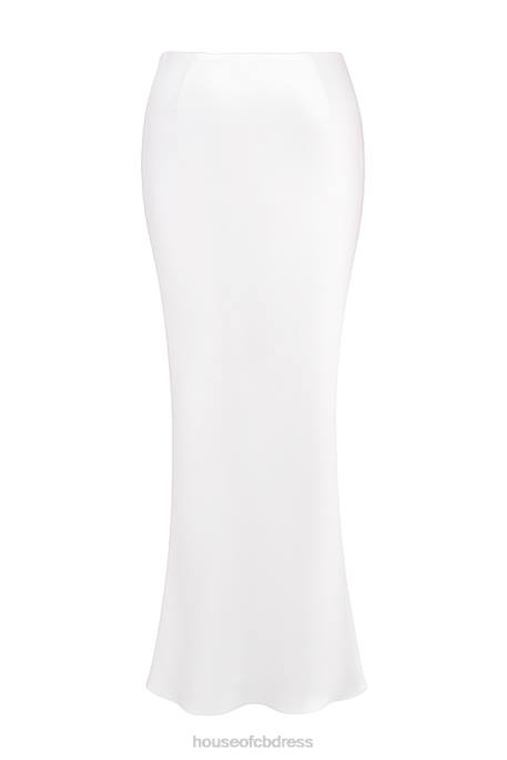 House of CB Sydel White Satin Bias Cut Maxi Skirt Clothing 4H6N861