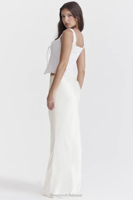 House of CB Sydel White Satin Bias Cut Maxi Skirt Clothing 4H6N861