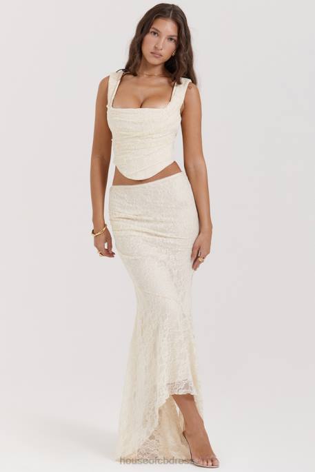 House of CB Therese Vintage Cream Lace Maxi Skirt Clothing 4H6N841