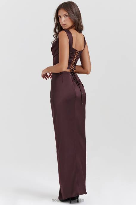 House of CB Vesper Rich Brown Maxi Skirt Clothing 4H6N837
