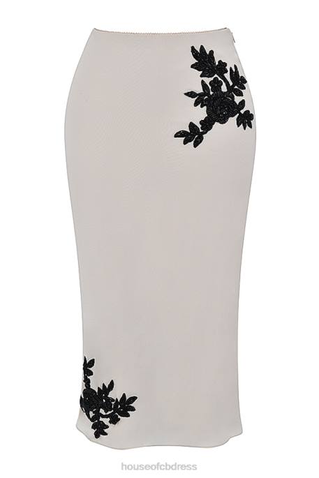 House of CB Amal Champagne Beaded Midi Skirt Clothing 4H6N872