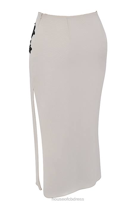 House of CB Amal Champagne Beaded Midi Skirt Clothing 4H6N872