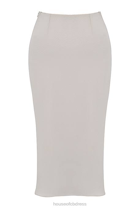 House of CB Amal Champagne Beaded Midi Skirt Clothing 4H6N872