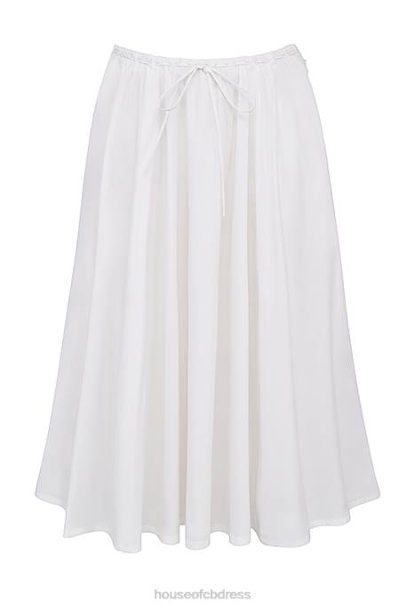 House of CB Cora White Gathered Midi Skirt Clothing 4H6N862