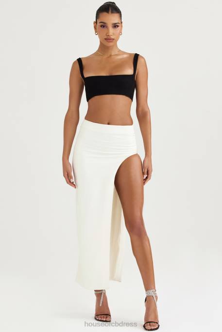 House of CB Francesca Ivory Thigh Split Midi Skirt Clothing 4H6N938