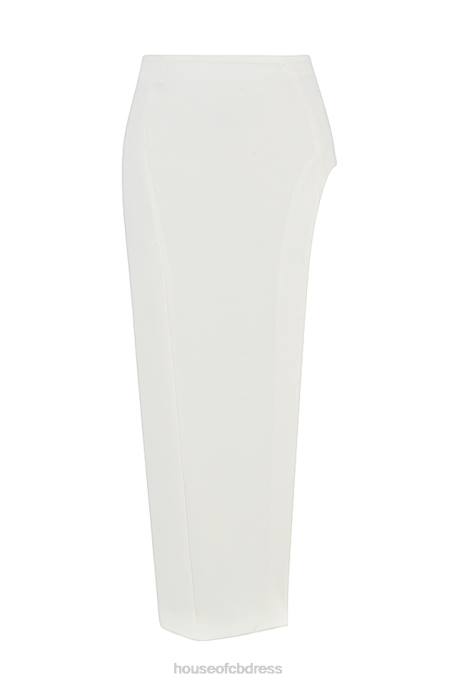 House of CB Francesca Ivory Thigh Split Midi Skirt Clothing 4H6N938