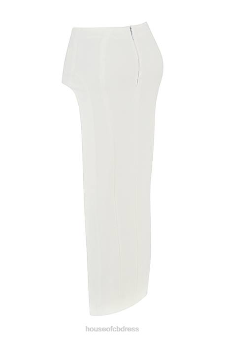 House of CB Francesca Ivory Thigh Split Midi Skirt Clothing 4H6N938