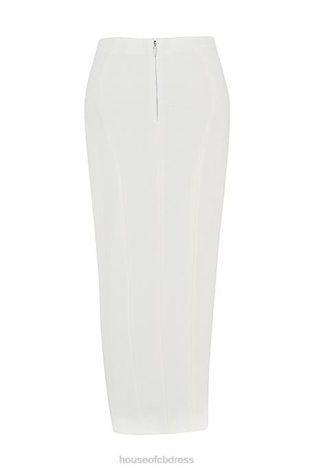 House of CB Francesca Ivory Thigh Split Midi Skirt Clothing 4H6N938