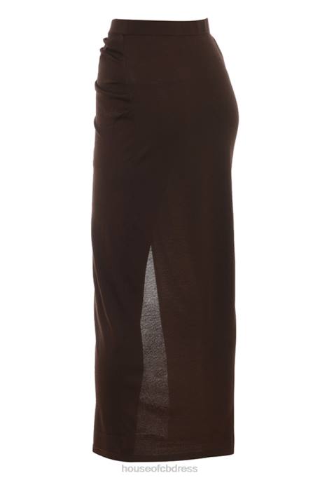 House of CB Lilas Espresso Knit Midi Skirt Clothing 4H6N834