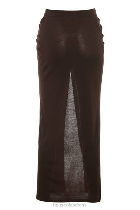 House of CB Lilas Espresso Knit Midi Skirt Clothing 4H6N834