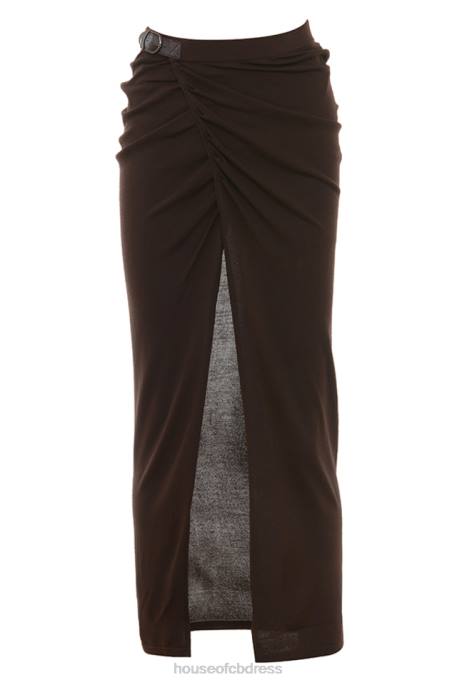 House of CB Lilas Espresso Knit Midi Skirt Clothing 4H6N834