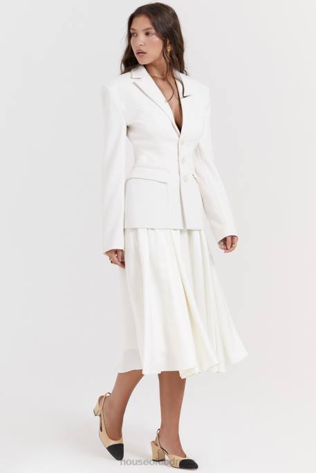 House of CB Suzette Ivory Gathered Midi Skirt Clothing 4H6N839
