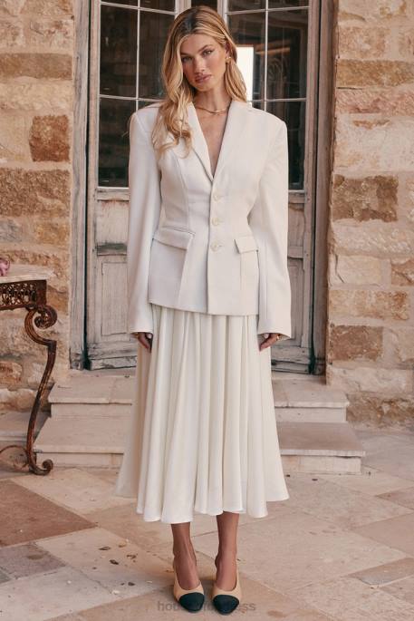 House of CB Suzette Ivory Gathered Midi Skirt Clothing 4H6N839