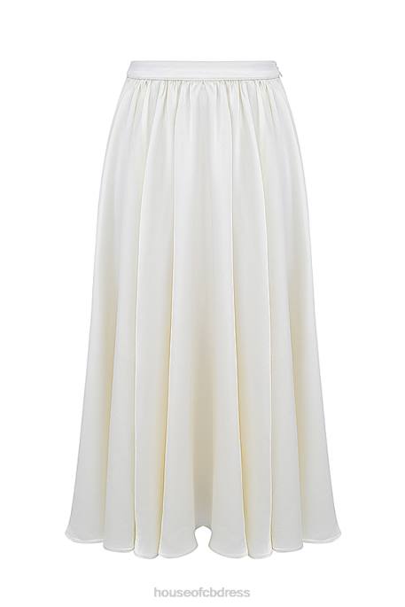 House of CB Suzette Ivory Gathered Midi Skirt Clothing 4H6N839