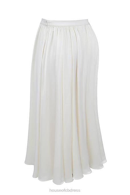 House of CB Suzette Ivory Gathered Midi Skirt Clothing 4H6N839