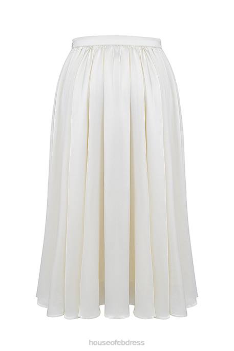 House of CB Suzette Ivory Gathered Midi Skirt Clothing 4H6N839