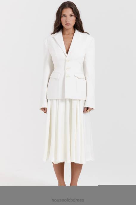 House of CB Suzette Ivory Gathered Midi Skirt Clothing 4H6N839