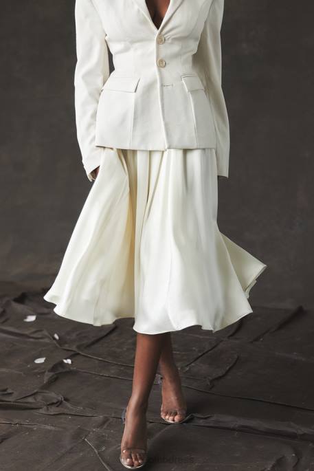 House of CB Suzette Ivory Gathered Midi Skirt Clothing 4H6N839
