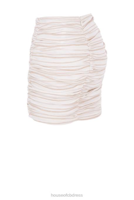 House of CB Adette Striped Linen Mix Draped Mini Skirt Clothing 4H6N1021