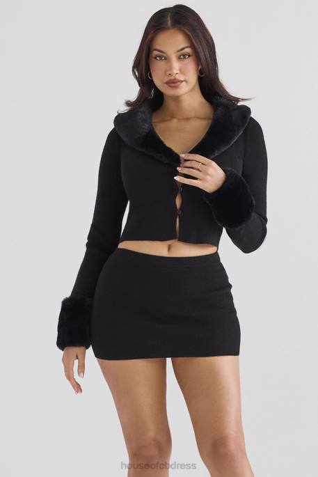 House of CB Avril Black Cashmere Mini Skirt Clothing 4H6N883