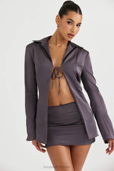 House of CB Catalina Shadow Satin A-Line Mini Skirt Clothing 4H6N936