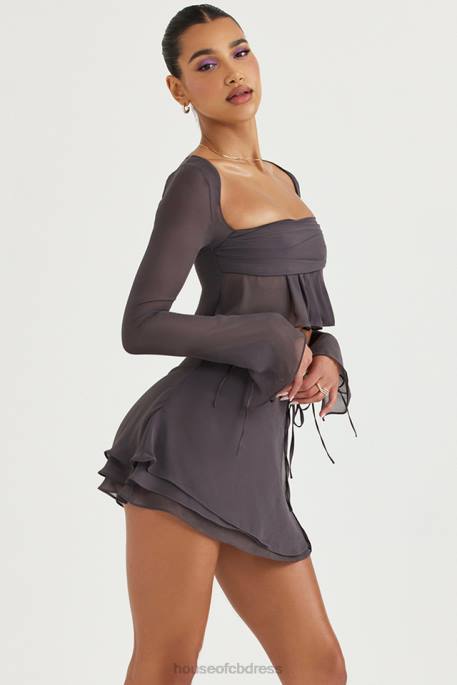 House of CB Clarice Shadow Floaty Layered Mini Skirt Clothing 4H6N935