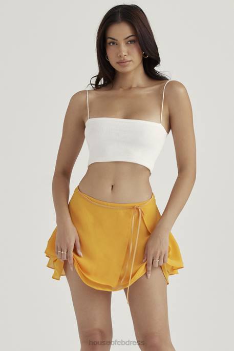 House of CB Clarice Tangerine Floaty Layered Mini Skirt Clothing 4H6N918